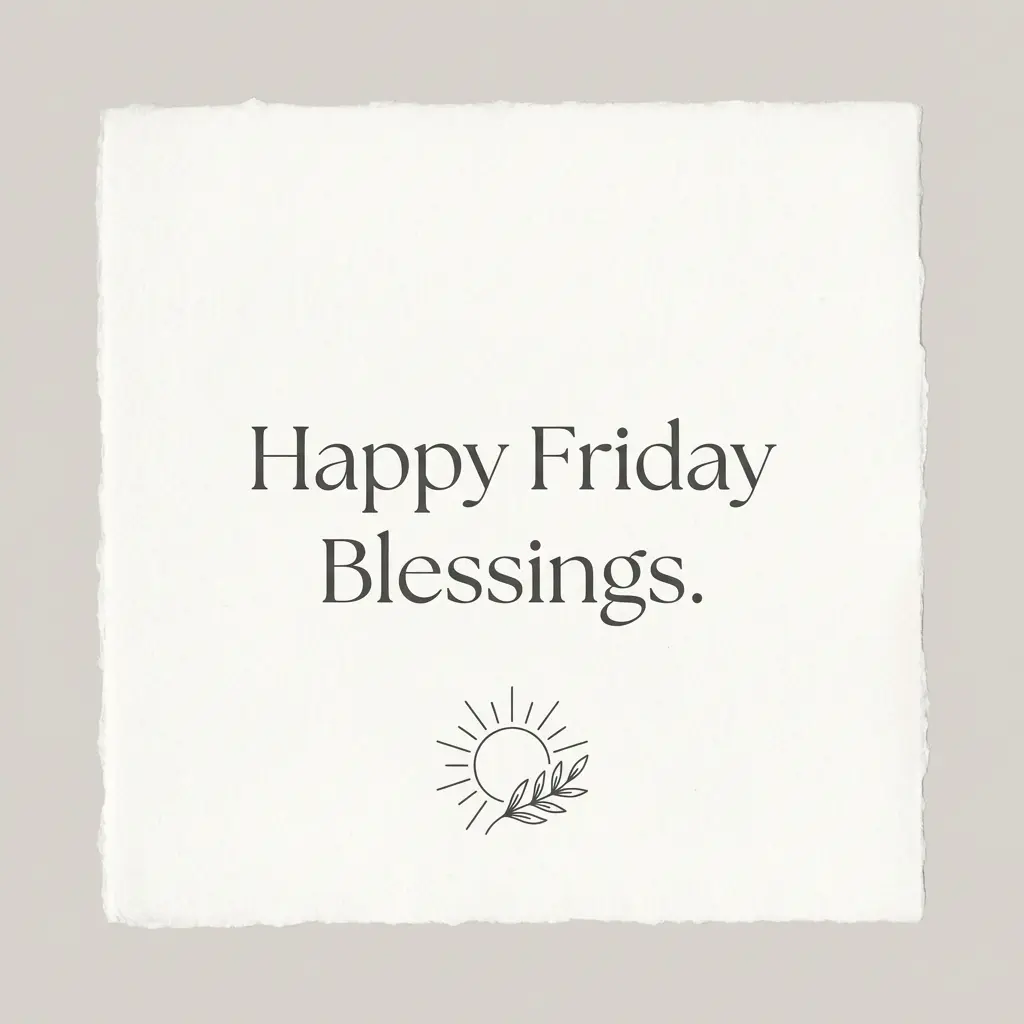 Short happy Friday blessings minimalist quote card for quick Instagram and Pinterest sharing